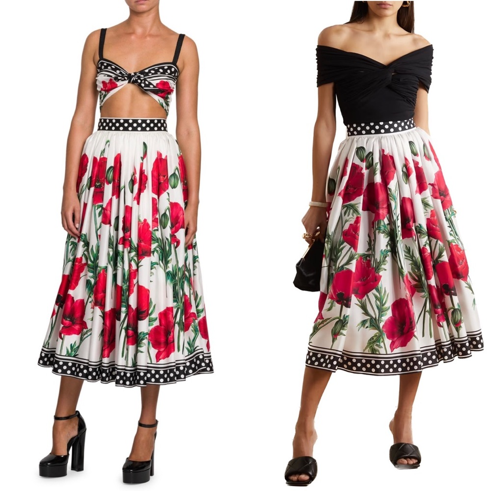 Dolce & Gabbana Poppy Print Bralette and Skirt Set - Picture 3 of 10